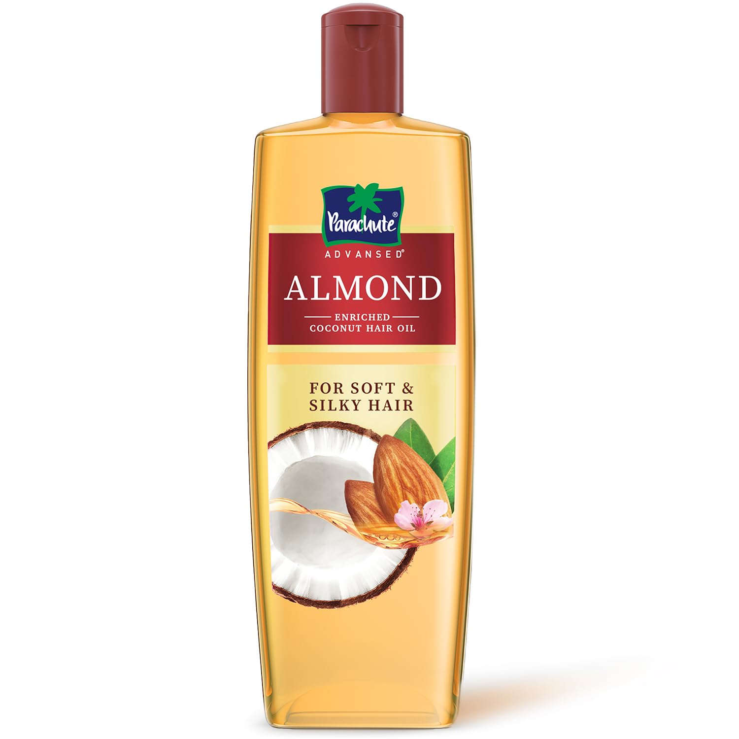 Parachute Advansed Almond enriched Coconut Hair Oil with Vitamin E 300ml|Nourishes & Softens Hair | Helps Control Hair Fall| Helps Promotes Hair Growth | Up to 2x Softer Hair|Non-Sticky Formula| Dermatologically-Tested Hair Oil | For Men & Women