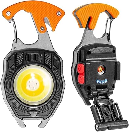 DotCom Portable LED Flashlight - Multicolor Compact Design | 500 Lumens Emergency Pocket Friendly Flashlight | Rechargeable Light with Whistles, Bottle Opener & Screwdriver