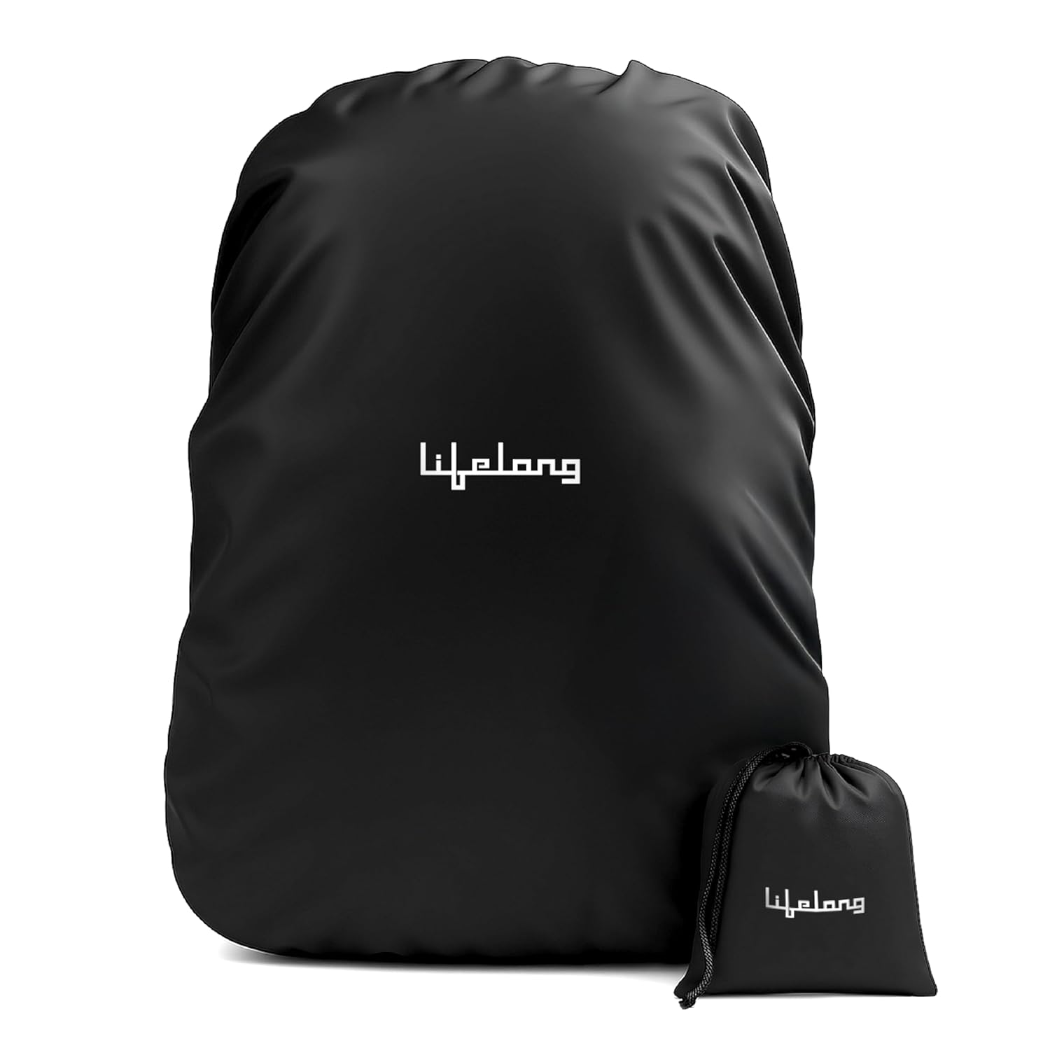 Lifelong Rain Cover for Backpack - Waterproof Dustproof Rain Cover Bag with Elastic Adjustable - Travel Accessories Bag Cover - Suitable for All Bag Sizes Upto 65Ltrs Rain Cover Bag (Black)