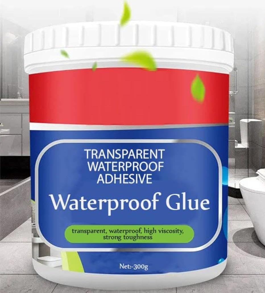 Hoaxer Waterproof Agent for Reliable Leak Repairs Crack Seal Agent Roof Water Leakage Solution Waterproofing Transparent Glue for Pipe Wall Tiles Crack Filler with Brush (300gm)