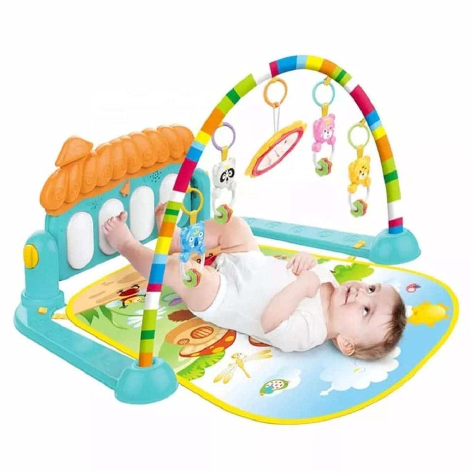 Baby Play Gym for Babies (0–12 Months) | Model KK0639 | Soft Play Mat with Hanging Toys, Musical Piano Keyboard & Tummy Time Support | Activity Play Gym for Newborns & Infants (Multicolor)