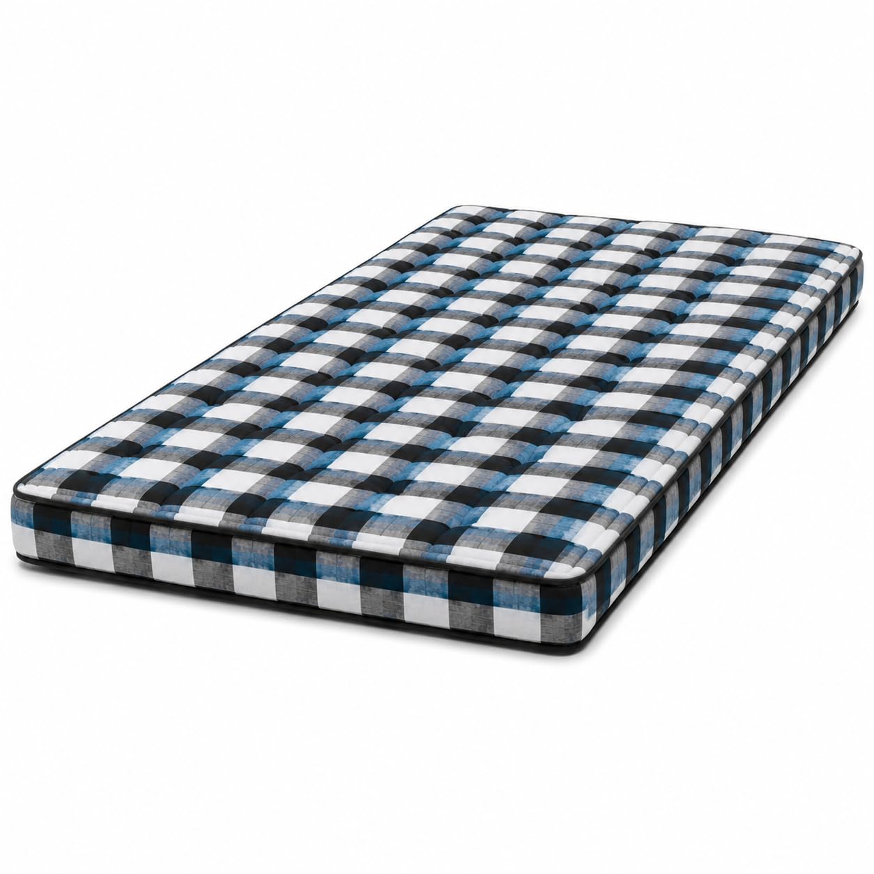 Box Bordered Cotton Mattress 3 x 6 Feet | 4 Inch Thick Cotton Filled Gadda | Foldable Floor Mattress for Sleeping, Guest Bed, Hostel, Home & Travel