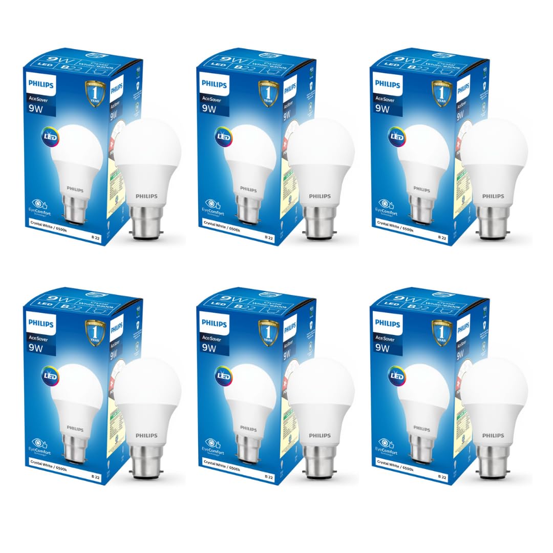 Philips 9W B22 LED White Bulb, Pack of 6