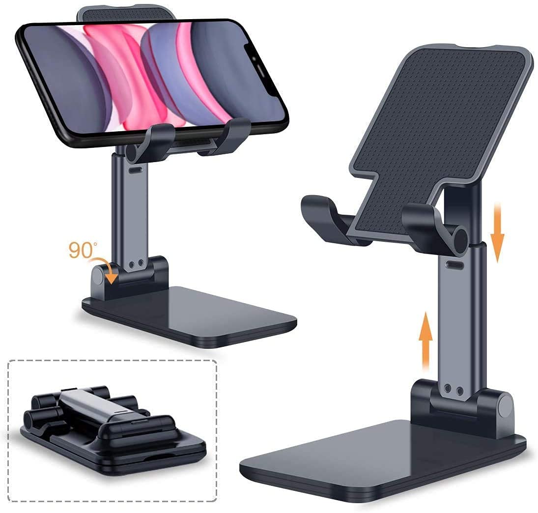 SPYKART Fully Foldable Tabletop Desktop Tablet Mobile Stand Holder - Angle & Height Adjustable for Desk, Cradle, Dock, Compatible with Smartphones & Tablets (Color May Very)