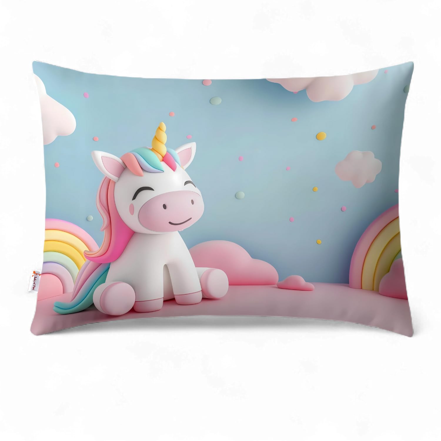 Kids Pillow Cushion with Super Soft Fabric, 1 Month to 5 Year Kids Pillows, Colourful Animal Prints, Kid Pillow for Sleep, Head Shaping Pillow for Baby - 12x18 inches (Unicorn)