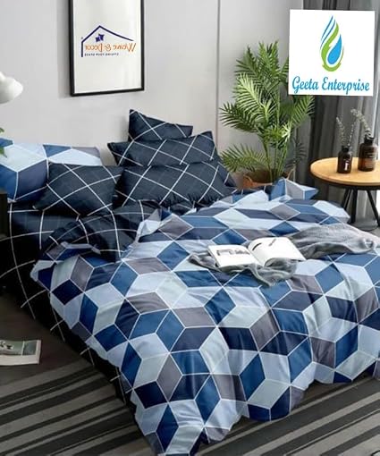 210 Tc Fitted Cotton Bedsheet (Elastic) with 2 Pillow Covers (GE-WA-A615_fs3176_bzr), Multicolor