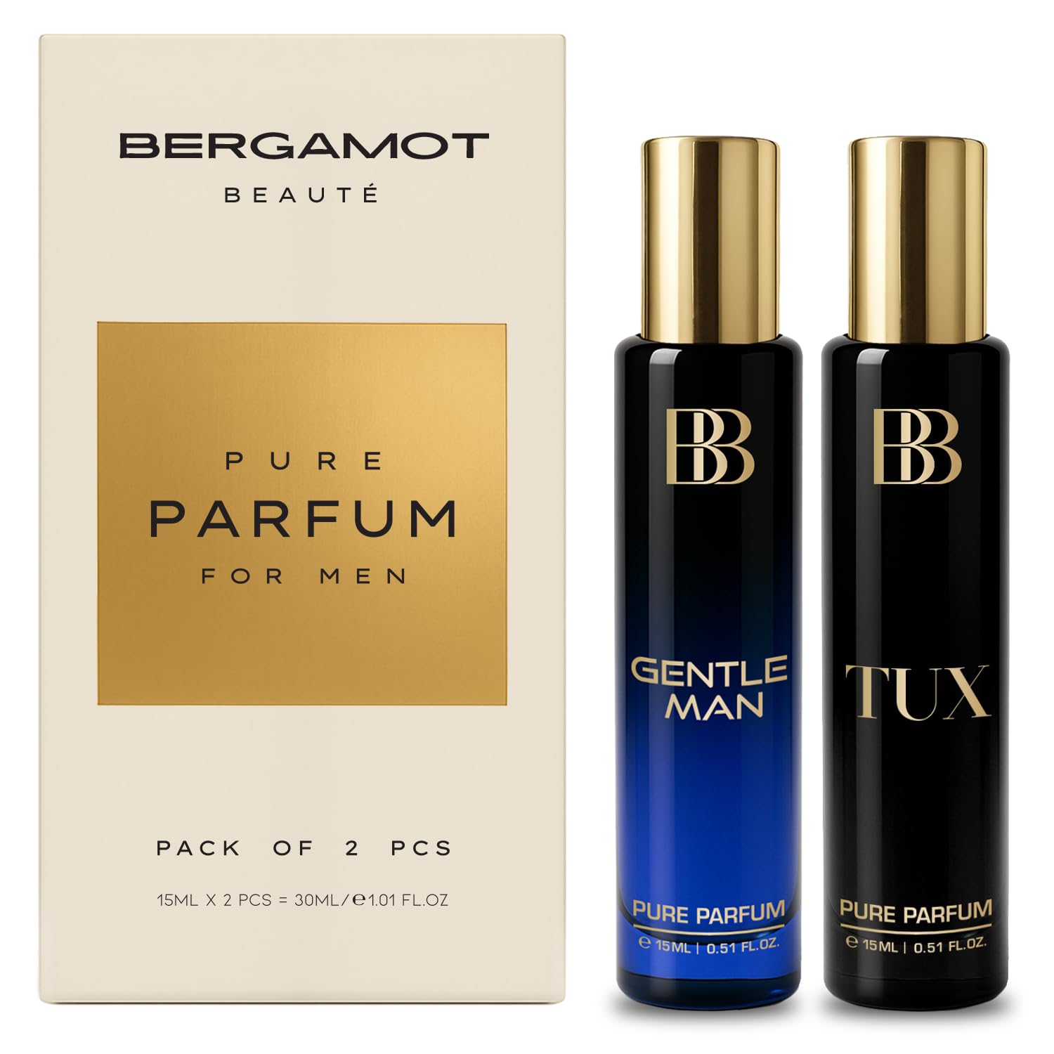 Bergamot Beaute Gentleman & Tux Perfume Luxury Gift Set for Men Long Lasting Combo With Amber Musk & Leather 2 x 15 ml Travel Friendly | Perfume For Man