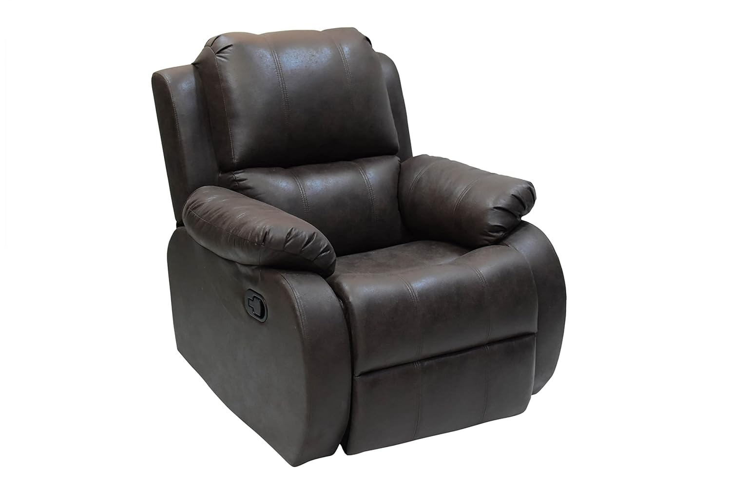 The Couch Cell | One Seater Recliner Chair | Brown Leatherette Upholstered Recliner | Manual Single Seater Recliner | Comfortable Recliner for Living Room Bedroom Home Seating