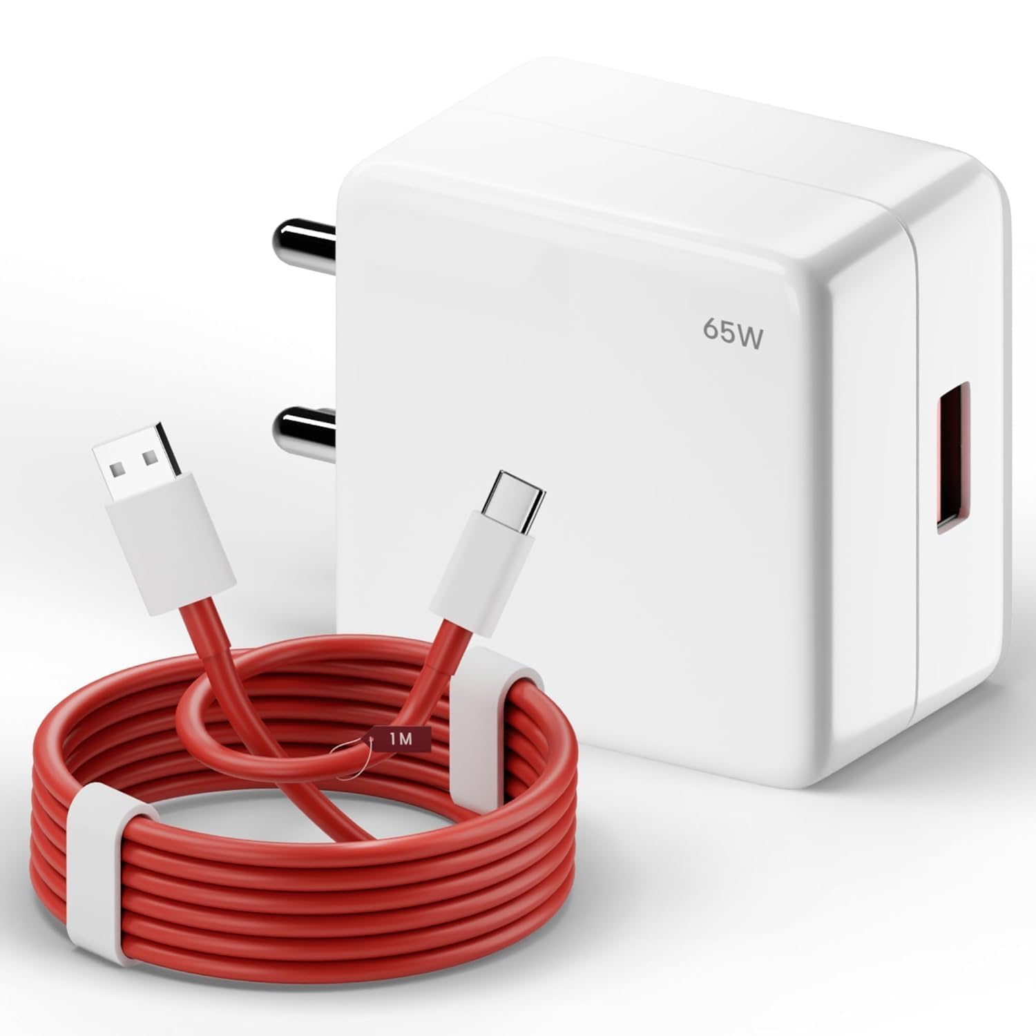 65w SuperVOOC Fast Charger with Type-C Cable | OnePlus Charger 100W Original Fast Charging Adapter Compatible with OnePlus,Realme,Xiaomi,Poco,iQOO | Supports Warp Dash VOOC QC 3.0