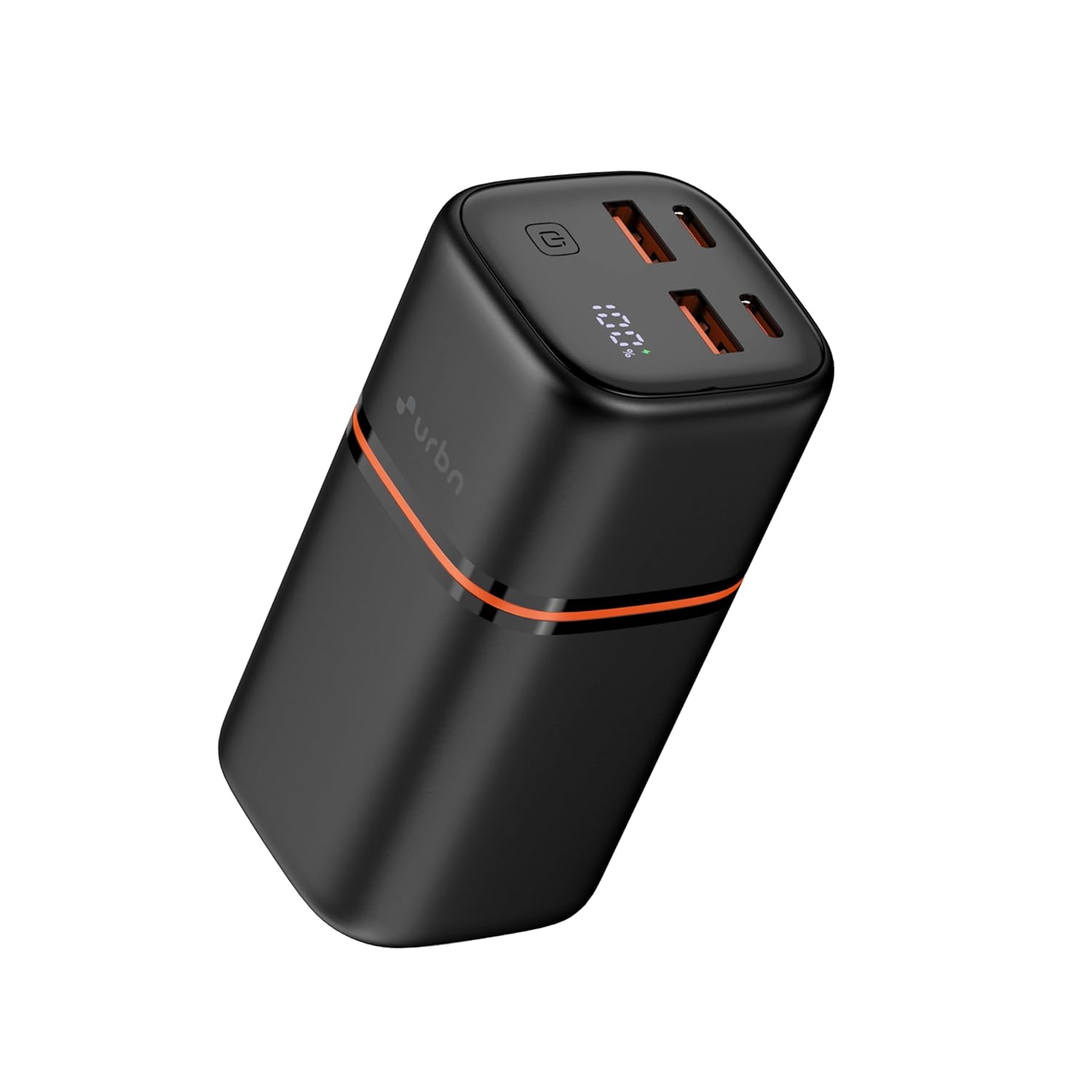 URBN 20000 mAh 70W Premium Nano Power Bank Two Way Ultra Fast Charging Pocket Size Dual Type C Power Delivery (PD) Output + 2 USB-A Output for Quick Charge for Laptop Charging (Black)