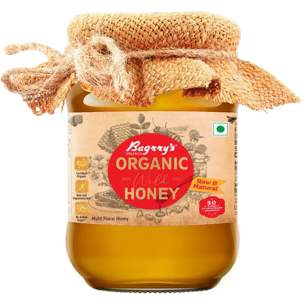 Bagrry’s Organic Wild Honey 500g | Certified Organic | Unfiltered, Pure & Natural | No Added Sugar | Rich in Nutrients & Antioxidants | Supports Weight Management | Boosts Immunity & Digestion