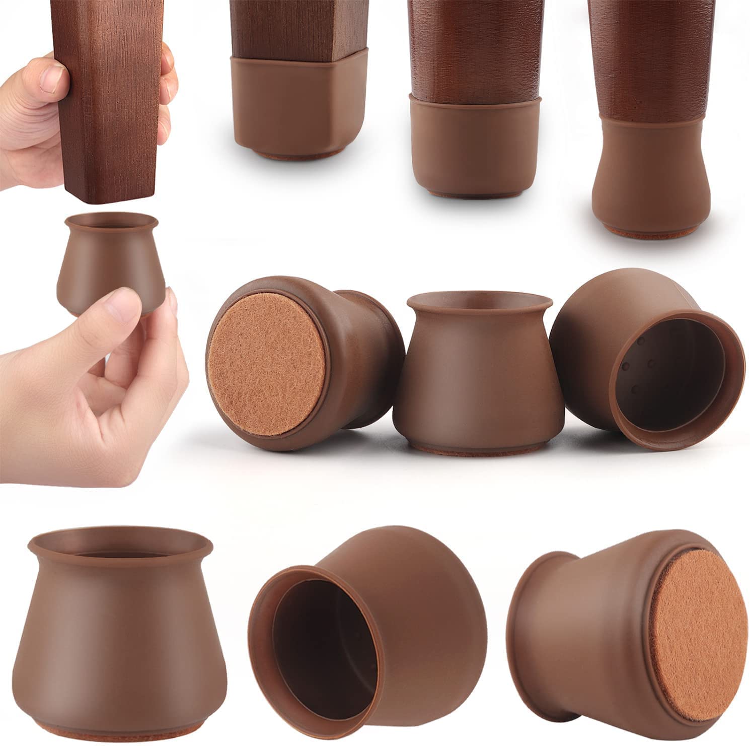 Chair Leg Floor Protectors - Felt Bottom Furniture Silicone Caps to Reduce Noise, Easily Moving for Feet - Christmas, New Year Gifts, Home Décor (Pack of 3)