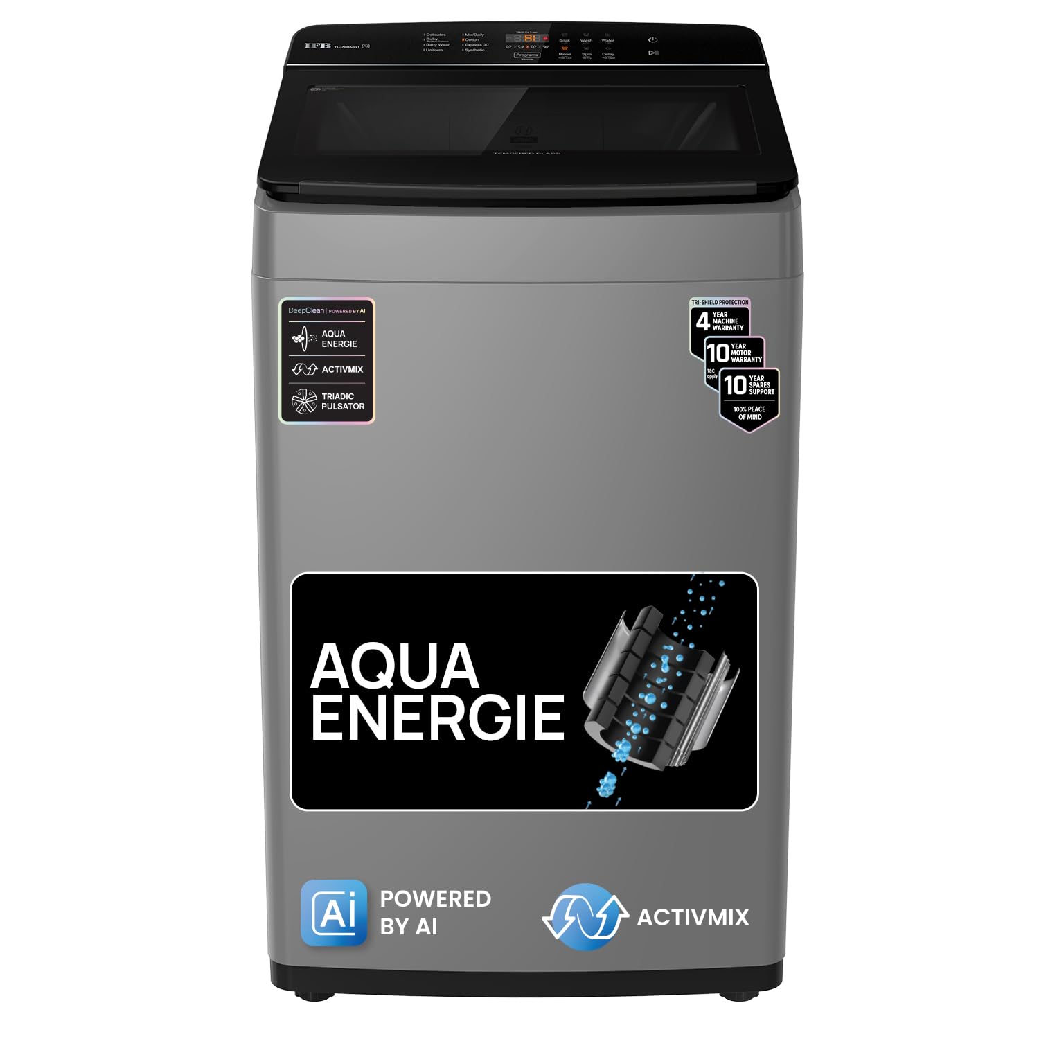 [Use Card] IFB 7 Kg 5 Star with Deep Clean® Technology, AI Powered, Fully Automatic Top Load Washing Machine (TL701MG1, ActivMix, Aqua Energie, Med Grey)