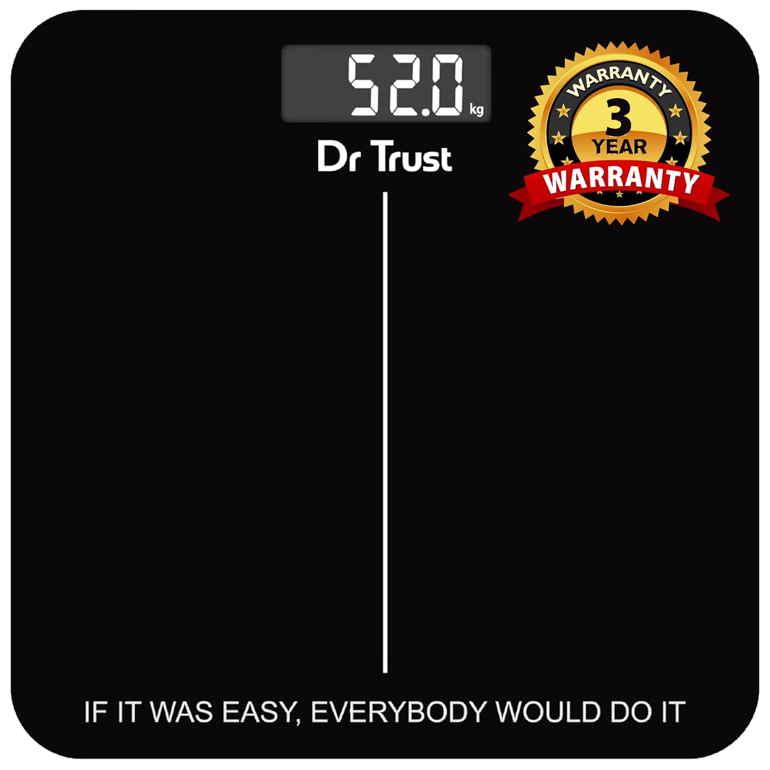 Dr Trust USA Inspire Digital Electronic Weight Machine, US FDA approved with 3 Years Warranty, For Human Body 180Kg Capacity, Tempered Glass, LCD Display Personal Weighing Scale - 523 (Black)