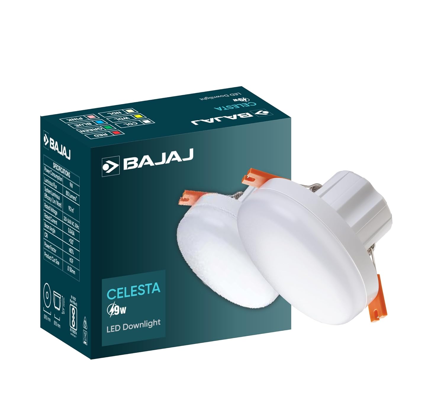 Bajaj Polycarbonate Celesta LED Deep Downlight 9W | for Smaller Spaces | LED Back-Lit Technology | Green (Pack of 1)