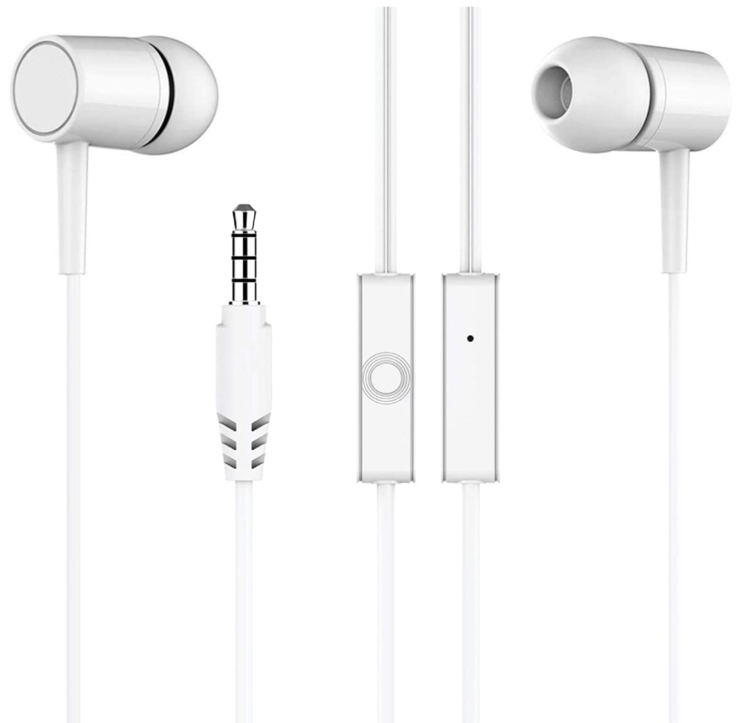 Meyaar R-Plus 2208 Edition Deep Bass Wired Durable Metal Earphones Headphones with Microphone in Ear Earbuds Noise Isolating Earphones Remote & Mic Headset Stereo Headphones for Android & iOS (White)