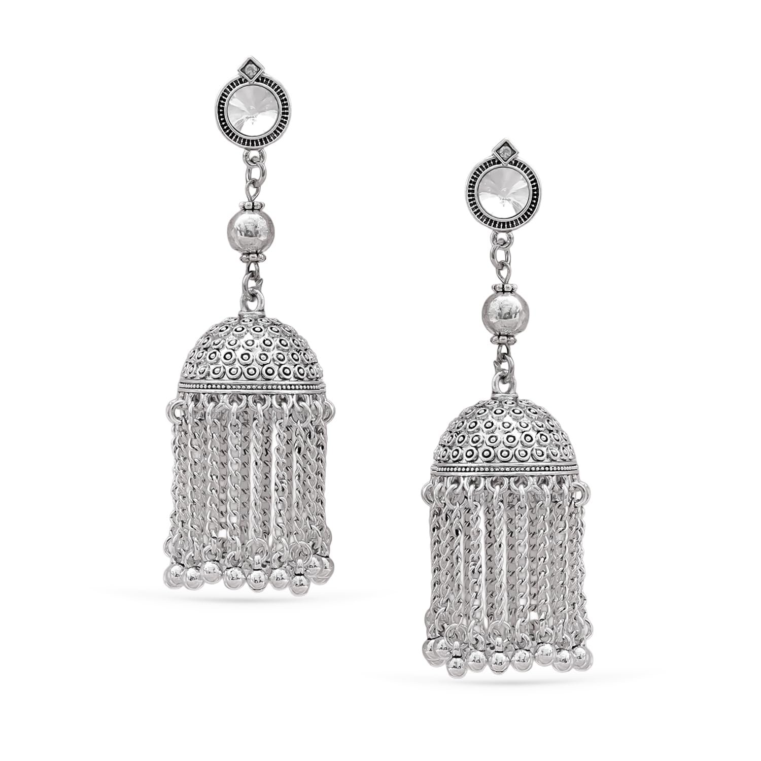 Rubans Oxidised Jhumka Earrings Ghungroo Boho Statement Jewellery Gift for Women & Girls