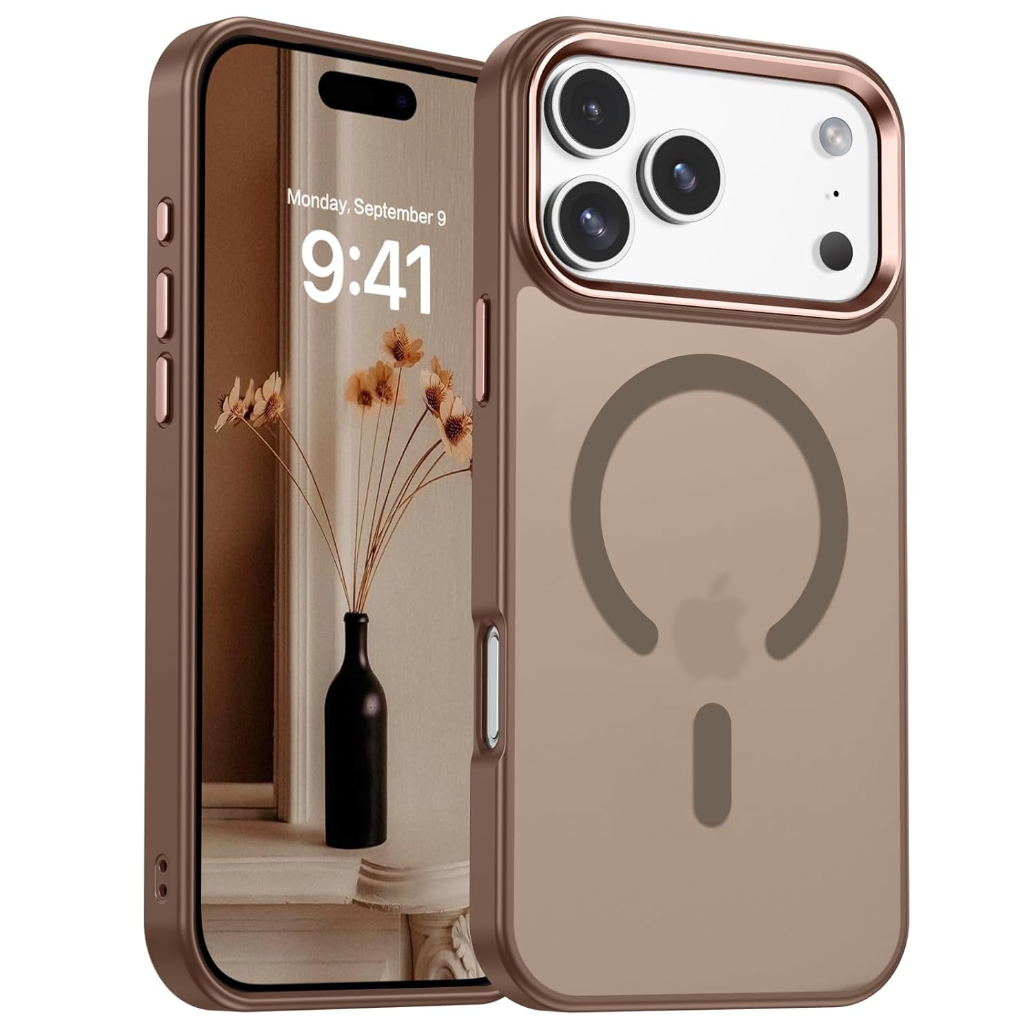 BENTOBEN Ultra-Hybrid Magnetic for iPhone 17 Pro Max Case, Compatible with Mag-Safe, Slim Shockproof Military-Grade Protection, Matte Hard Back Cover for iPhone 17 Pro Max, Desert Titanium