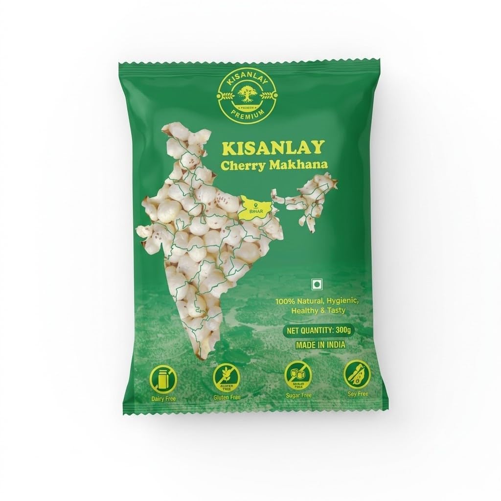 KISANLAY Cherry Makhana, 500 g, Small Crunchy Makhana, Fit for Fasting | Foxnuts, Lotus Puffs | Rich in Calcium, Maintains Weight, Healthy Snacks