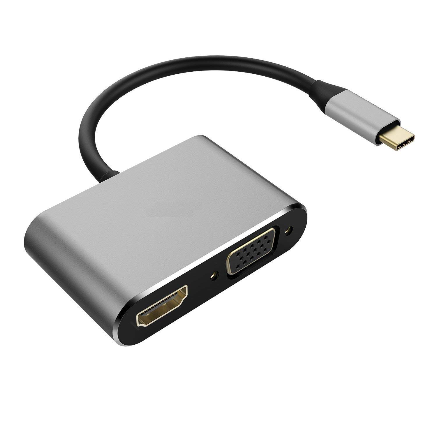 USB C to HDMI 4K 2K VGA Adapter - Laprite USB 3.1 Type C USB-C to VGA HDMI Video Converters Adaptor for 2017 New MacBook Pro/Chromebook Pixel/Lenovo 900/Dell XPS/Samsung Galaxy S8/S8 Plus