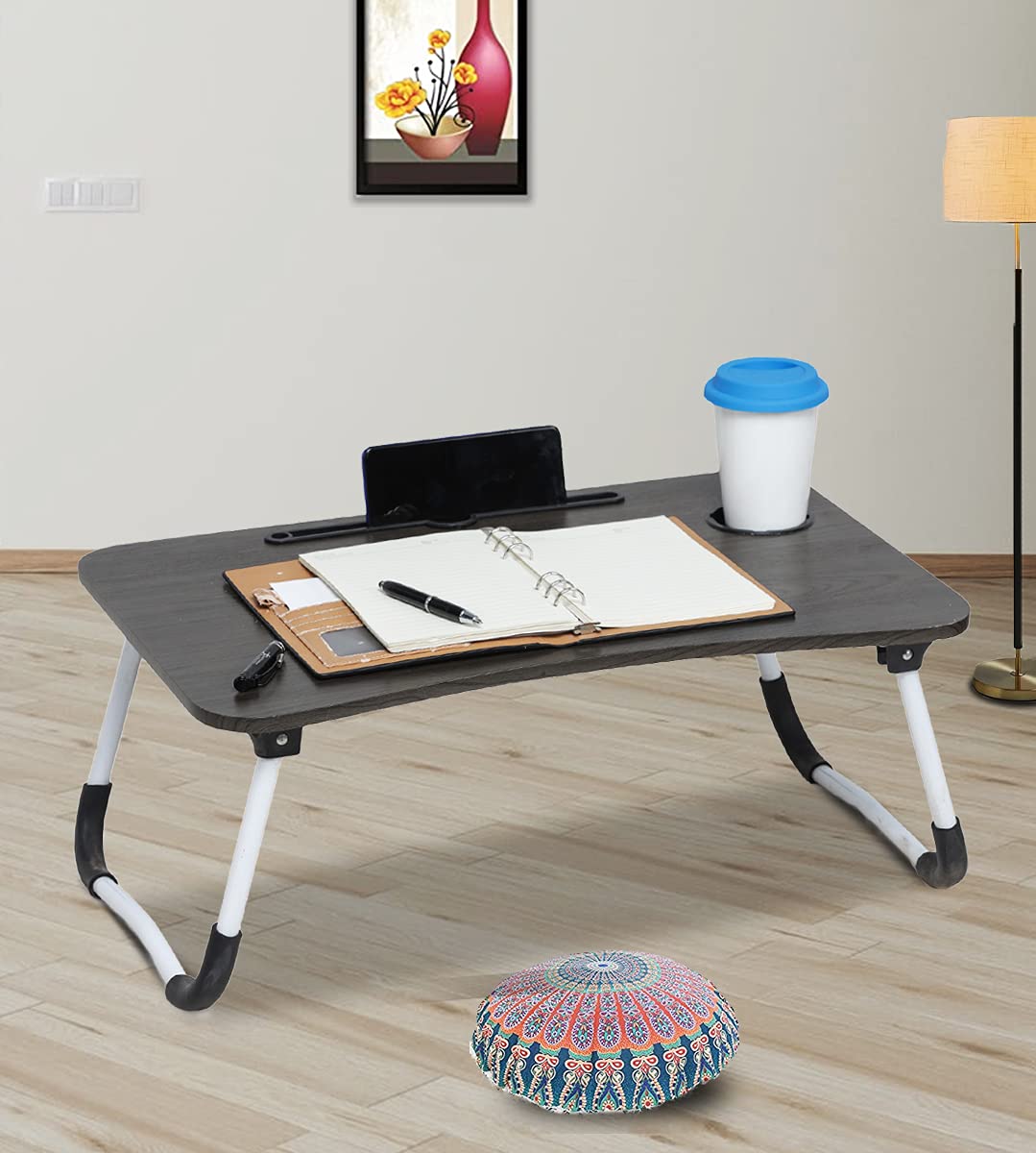 Sattva Portable Folding Laptop Table with Cup Holder - Olive Green