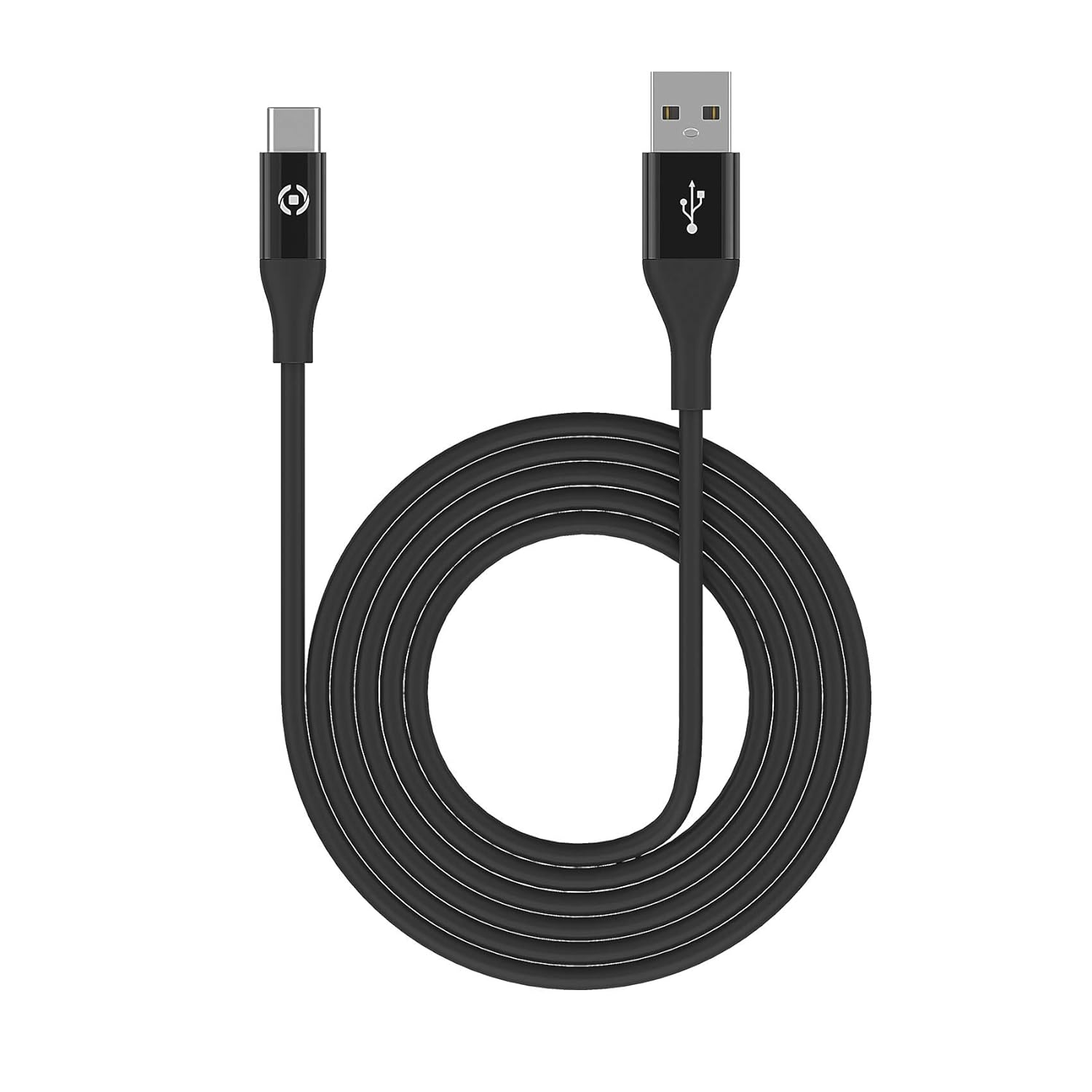 Celly USB Type A to Micro USB Data and Charging Cable, 480 Mbps Data and Sync, 2.4A Fast Charge, Light Weight, Durable, PVC Cable, 1.5 Meter (Black) (USBMICROCOLORBK)