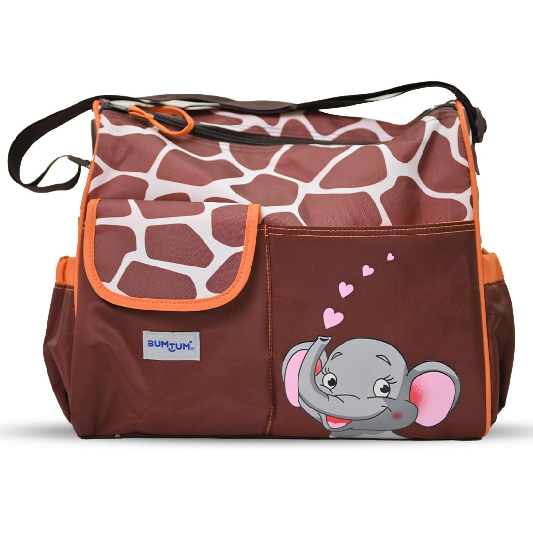 Bumtum Baby Diaper Bag For Mothers | Spacious Waterproof Backpack With Multiple Pockets To Easily Organise Baby Essentials, Various Sized Pockets (Elphie Orange)