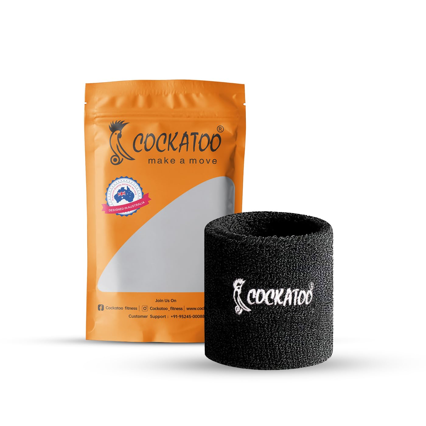 Cockatoo Wrist Band for Men and Women - Gym, Badminton, Workout (Pack of 1, Black)