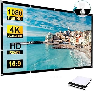 QUARSON 220 Inch Foldable Screen-4:3 Projector Screen Indoor Outdoor Portable, HD 3D Ready Movie Office Home Theater -(176'(W) x132''(H))