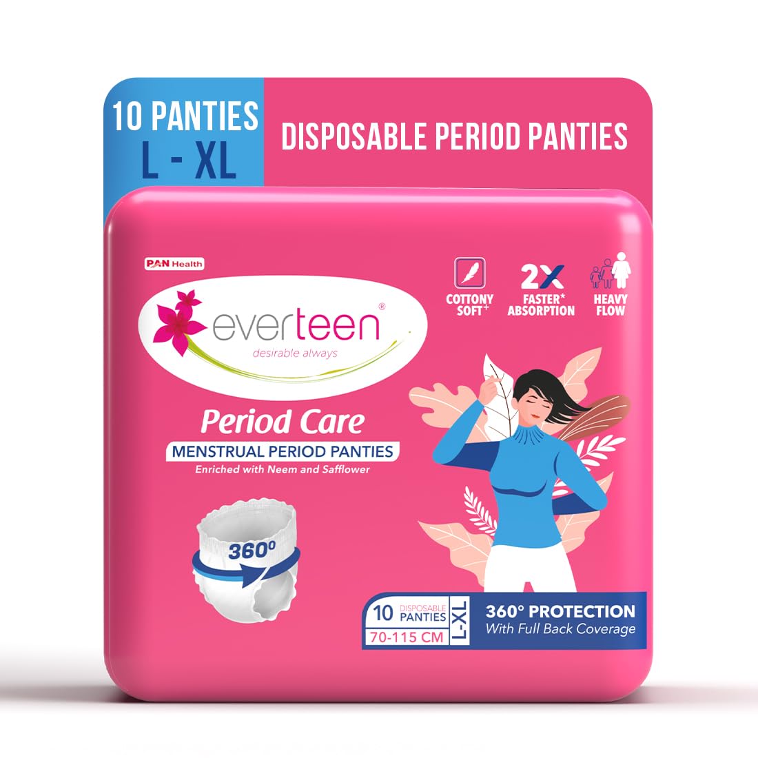everteen Period Panty for Women & Girls - L-XL, 10 Disposable Period Panties for Heavy Flow, 360 Degree Leakage Protection, Maternity Pads after Delivery, Postpartum & Overnight Protection