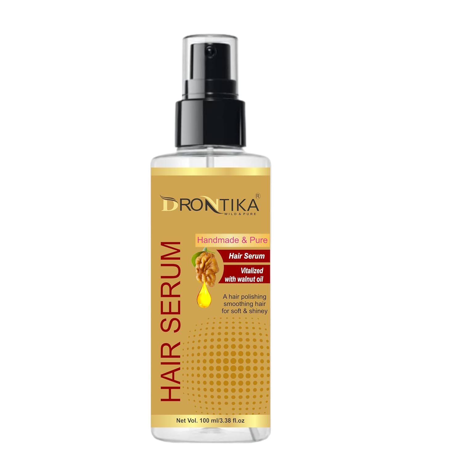 DRONTIKA Herbal Hair Serum for Women & Men | Contains Walnut Oil | Instant Shine & Smoothness | Regular use Hair Serum for Dry & Wet Hair | Gives frizz-free Hair | Soft & Silky Touch