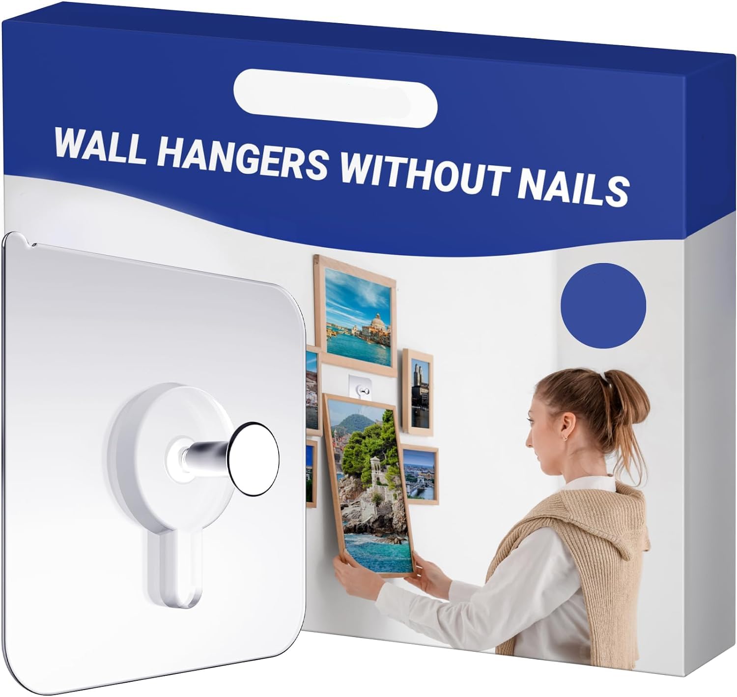 UCRAVO 10Pcs Heavy Duty Self Adhesive Hooks Transparent Waterproof and Oilproof Wall Hooks for Kitchen Bathroom Shower Door Outdoor (Small Nail Hook)