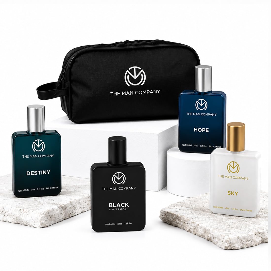 The Man Company Premium Perfume Gift Set for Men (4 x 50ml) – Black, Hope, Destiny & Sky | Long-Lasting Eau De Parfum & Eau De Toilette | Luxury Fragrance Gift Set for Men | Birthday, Anniversary, Valentine's Day Gift