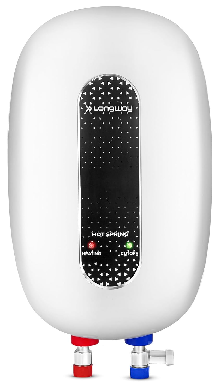Longway Hotspring Automatic Instant Water Heater with Multiple Safety System & Rust-Proof ABS Body (White, 3 Ltr)