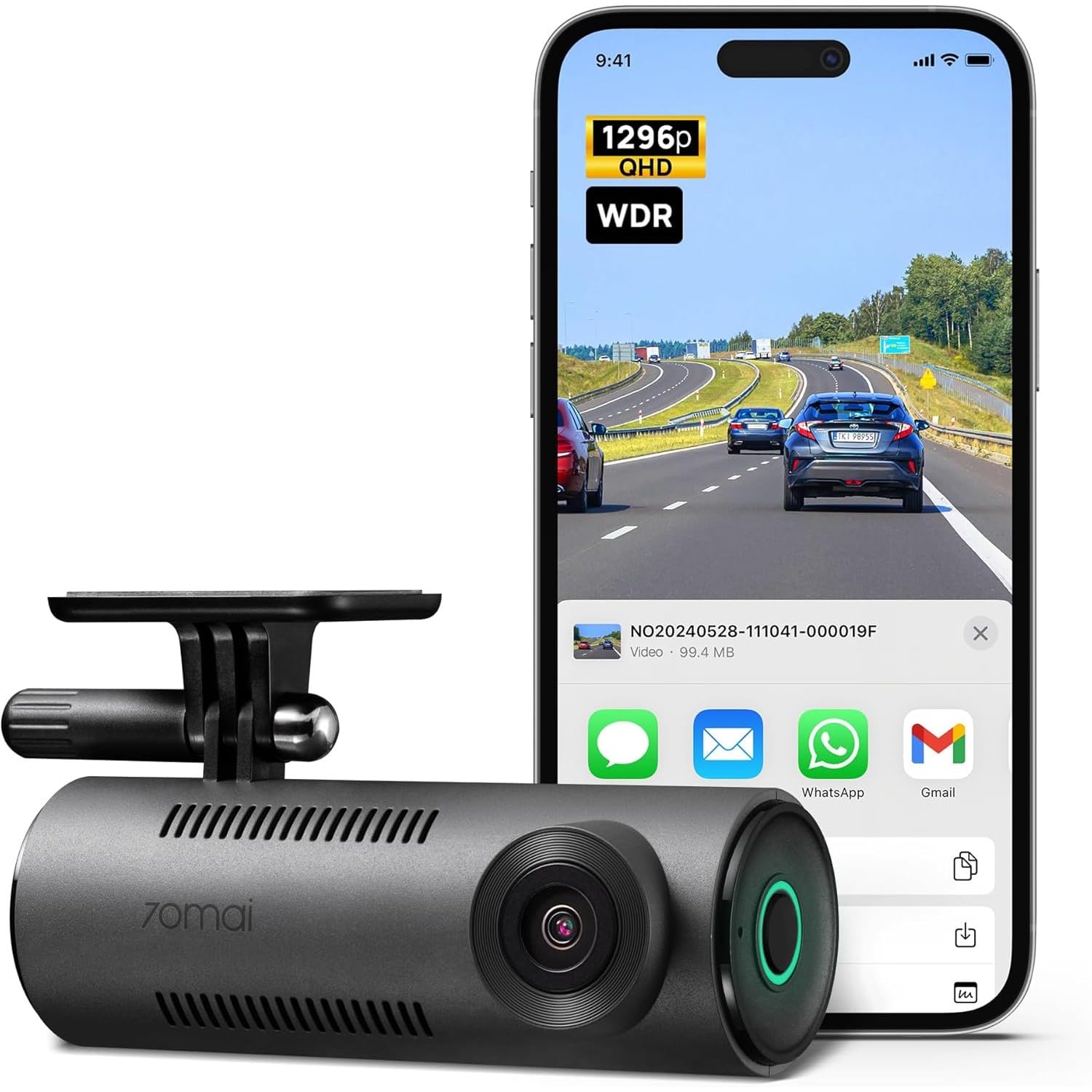70mai M310 DashCam, 2K Resolution, Type-C Interface, Voice Control, MaiColor Vivid+ Solution, Night Owl Vision, WiFi & App, Optional Parking Mode, Upto 256GB Supported