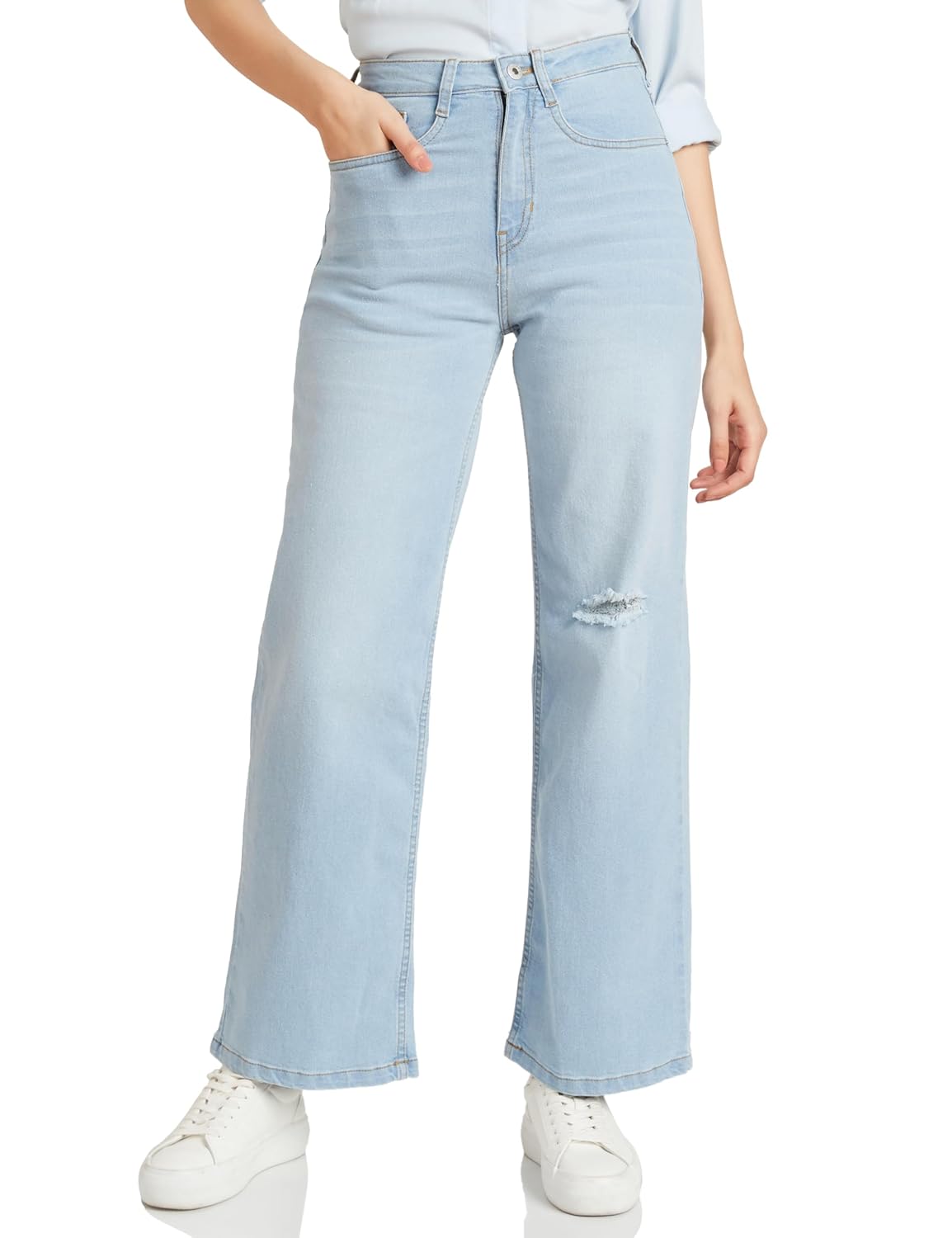 Amazon Brand - Symbol Women Wide Leg Jeans (High Rise Full Length) (Available in Plus Sizes)