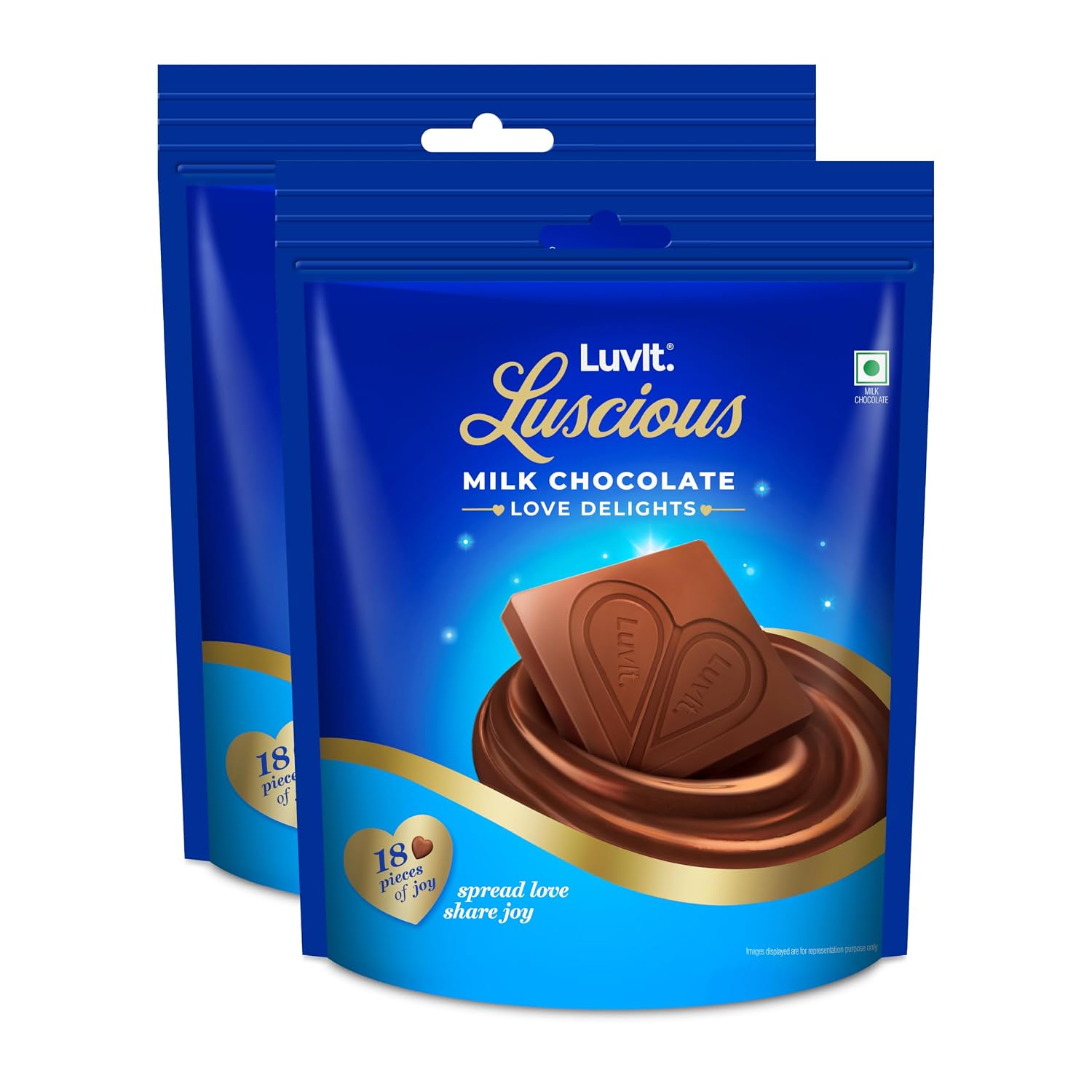 LuvIt. Luscious Love Delights - Heart Shaped Chocolate Bars | A Gift of Love | Valentine's Gift | Pack of 2-162g Each