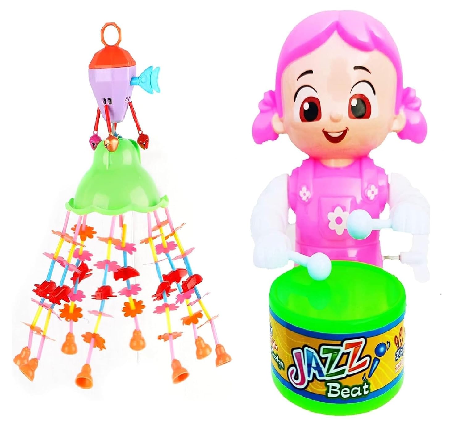 Toys Merry go Round for Infants no.11, Attachable to Cradle or Window, Soothing Music and Various Shapes for Developing Imagination and Thinking Skills (Pink BABY-JHO-02)