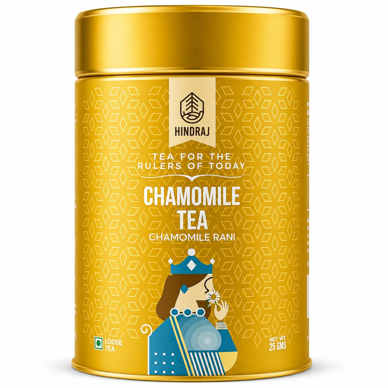 House of Hindraj Chamomile Rani Herbal Loose Tea 25 g Organic, Whole Chamomile Flowers, 100% Natural & Organic Ingredients, No Added Sugar Relaxing & Calming, Stress Relief