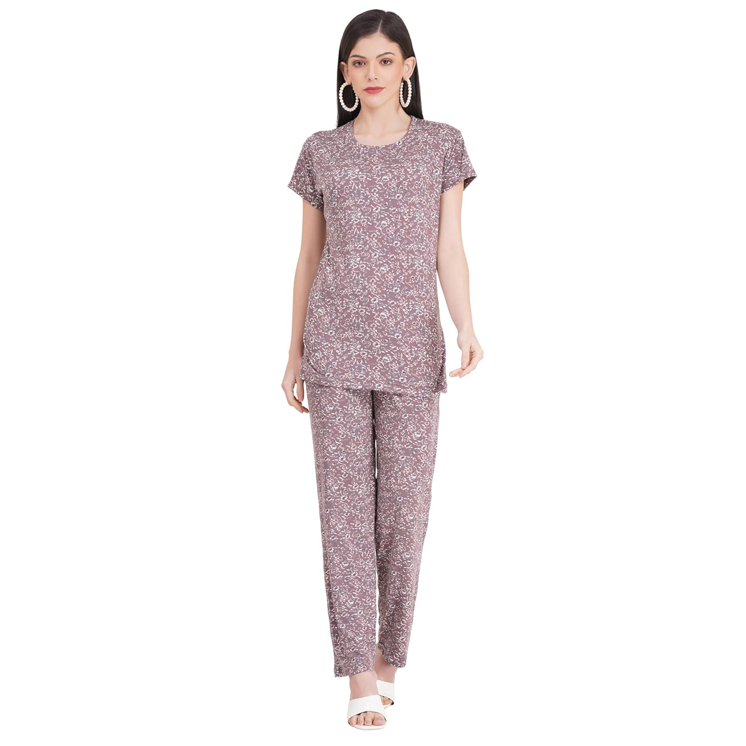 Women's Pure Cotton Top & Pyjama Set - Printed Nightwear and Loungewear, Comfortable Night Suit for Sleep and Relaxation