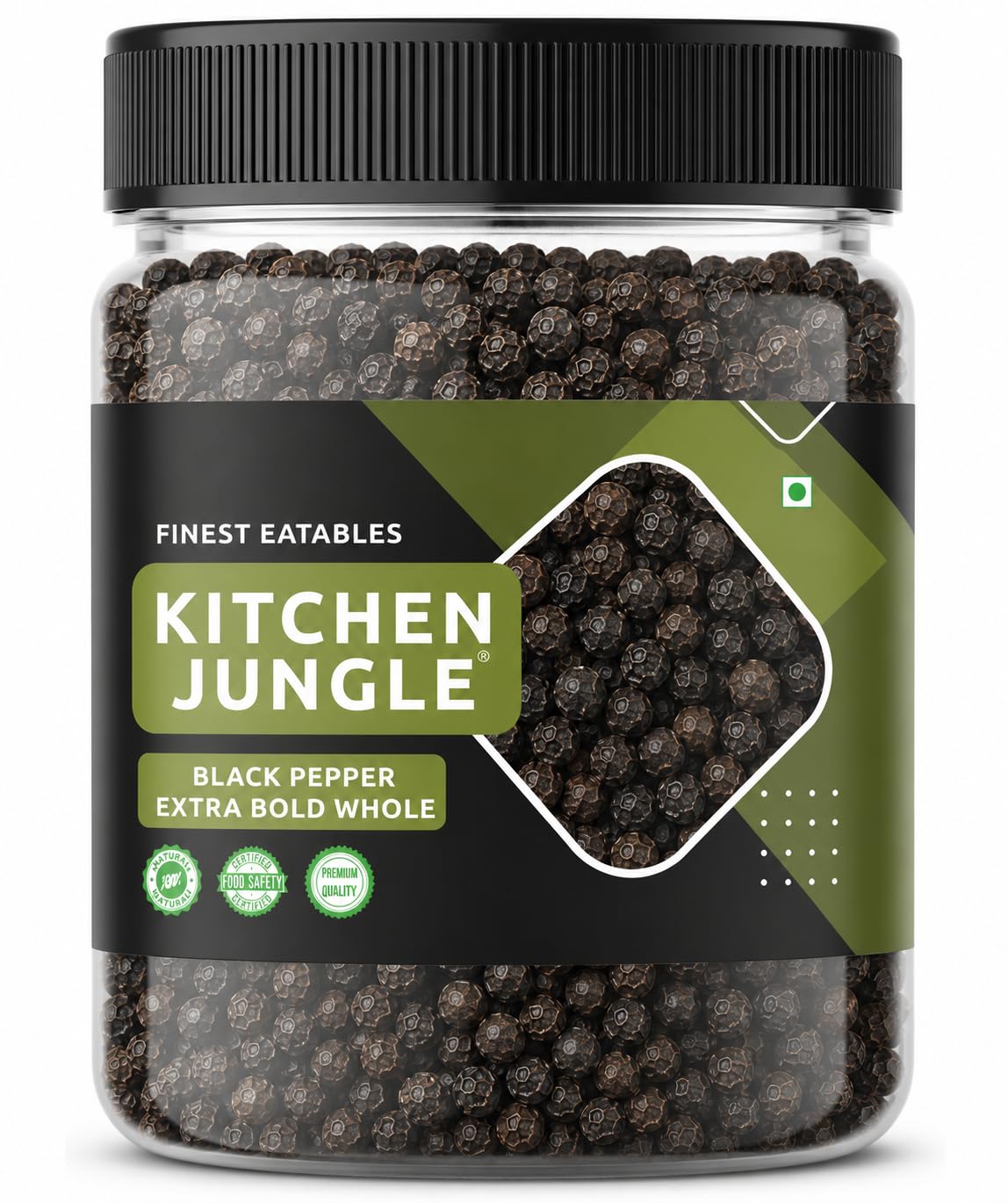 Kitchen Jungle Black Pepper Whole Pepper Corn (Kali Mirch Sabut) Grade - Big Size (100 Grams)