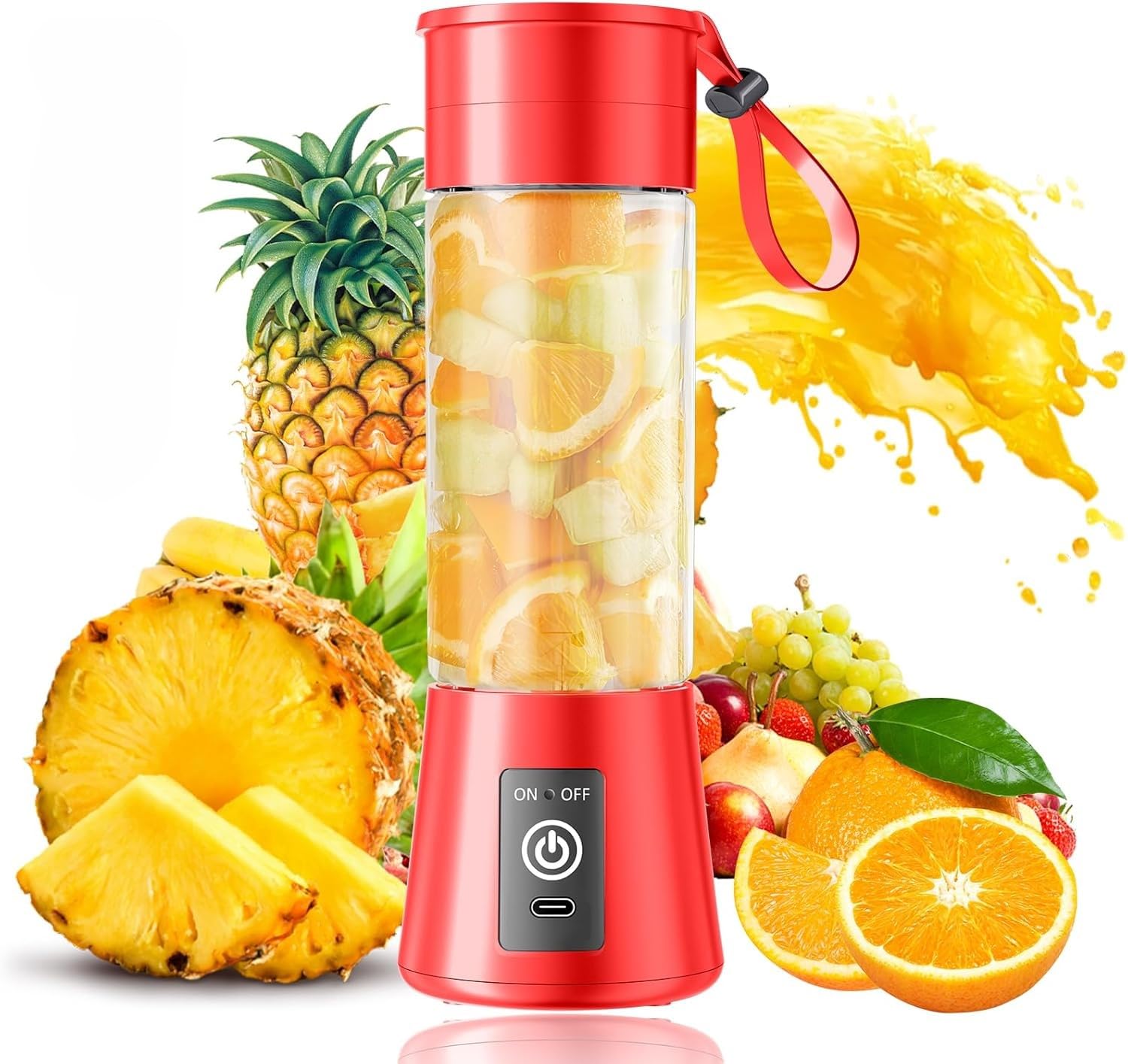 Xapiaxa Portable Blender 6-Blade – USB Rechargeable Personal Smoothie Maker, Juicer Cup, BPA-Free Travel Mixer (Multicolor) (R-1)