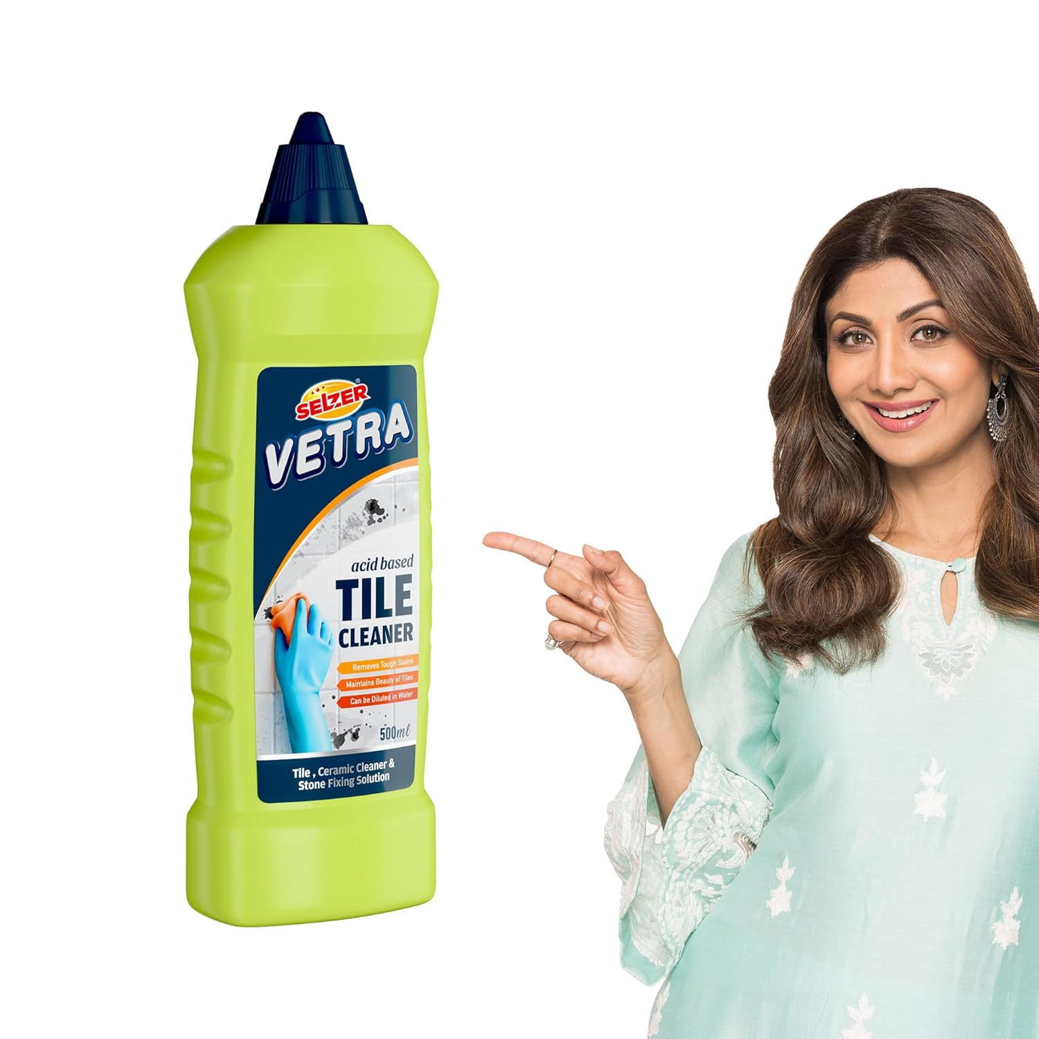 Selzer Vetra Tiles Cleaner Liquid |Clean All Purpose Tile, Floor & Wall Cleaner 500 ml, Bedroom & Bathroom Floors, Removes Grease, Dirt & Tough Stains|Kills 99.9% Germs|Pack of 1