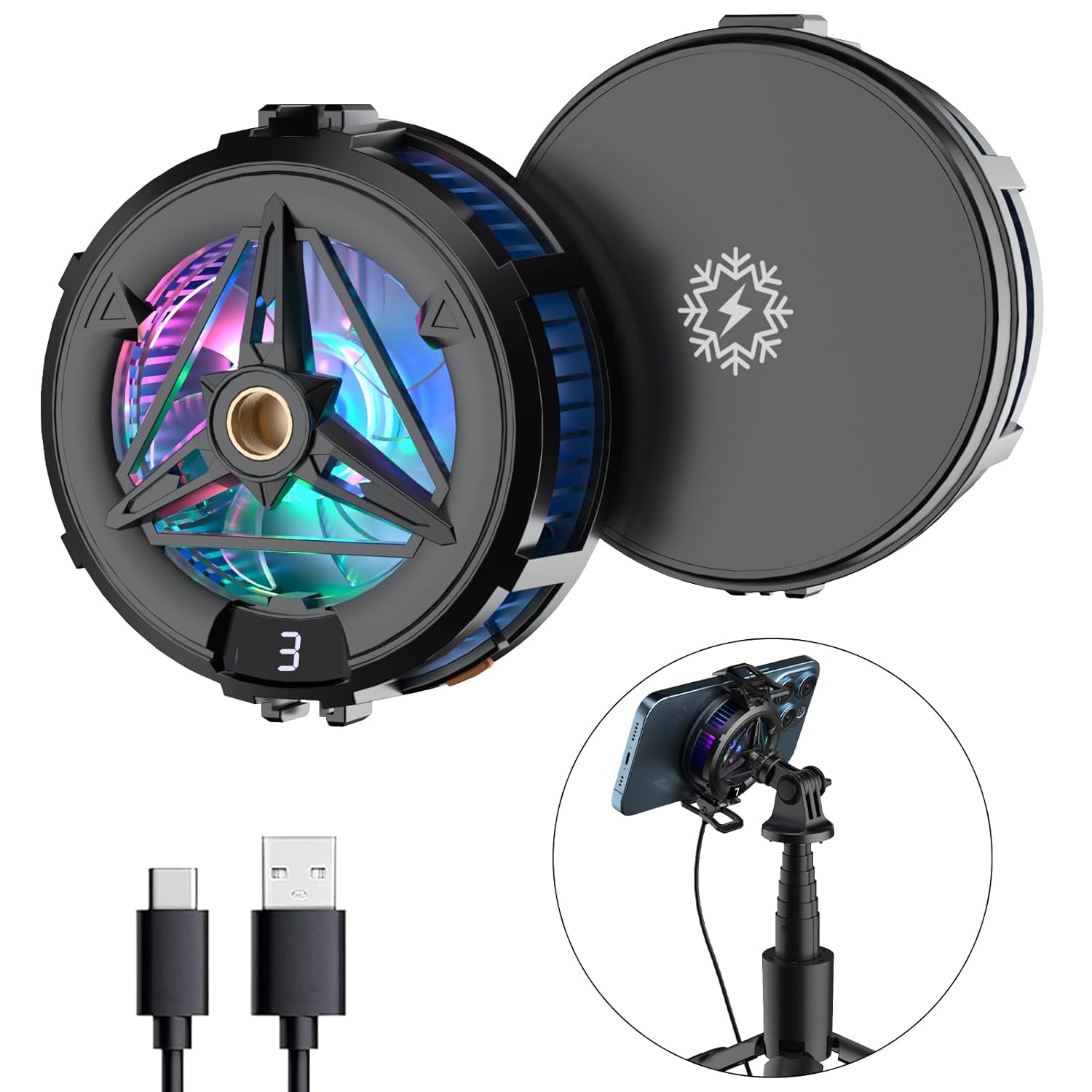 MOBILIFE Magnetic Phone Cooler for Gaming, Semiconductor Cooling Fan with 3 Modes & LCD Display, Mobile Cooler for iPhone 12/13/14/15/16/17, Android & Tablets, Instant Cooler for Phone, Black