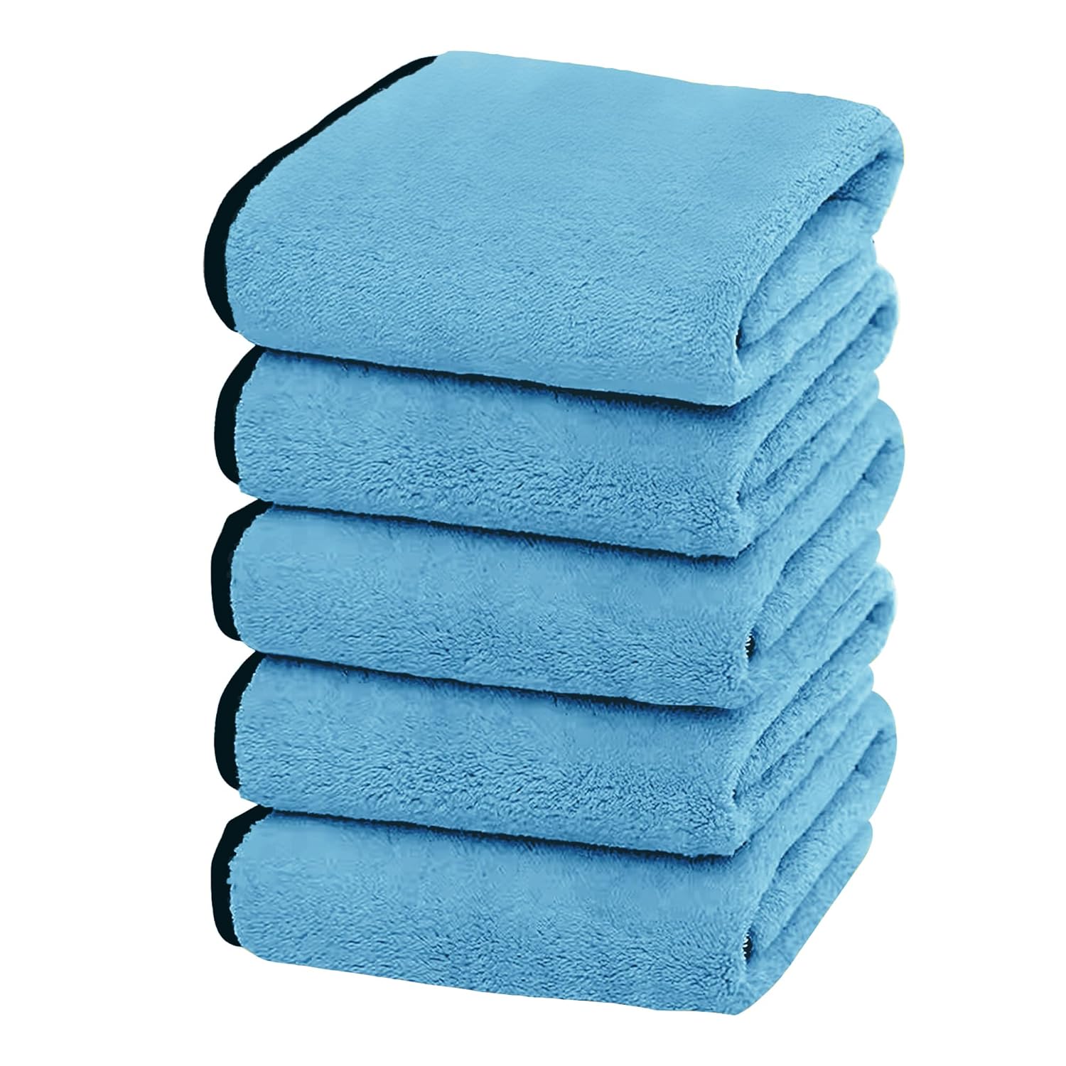 Story@Home Microfiber Super Absorbent Small Wipes 500 GSM Silk Banded Edge Towel Set Extra Thick Microfiber Cleaning Cloths Perfect for Bike (20 x 30 cm, Sky Blue) 5 Pieces