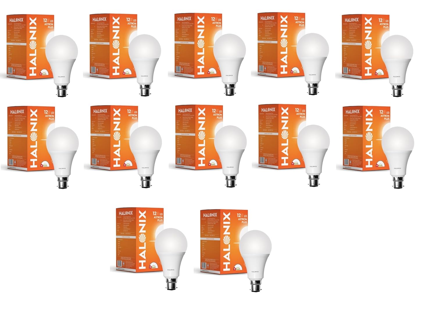 Halonix 12W B22 Base LED Bulb – Cool Daylight (6500k) | Energy Efficient | Best led bulb for home | Surge Protection up to 4KV | Rated Life 15000 Hrs | for Home & Office |Pack of 12