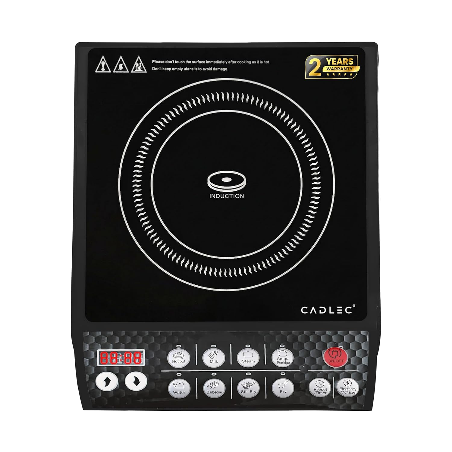 Cadlec CookFusion_5 2000W Induction Cooktop | 8 Cooking Modes, Auto Shut-Off, Over-Heat Protection, LED Display, BIS Approved, 2-Year Warranty | Black