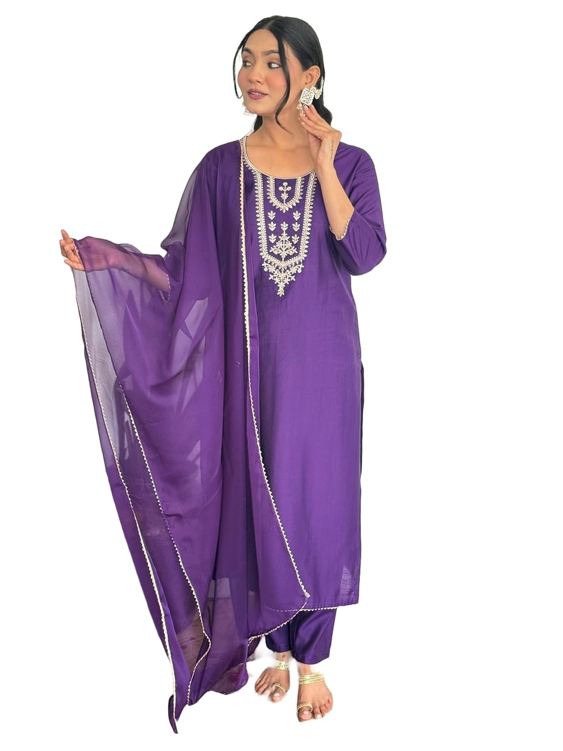 Alvami Women's Silk Solid Regular Kurta Set
