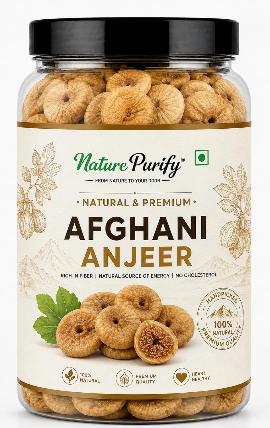 Nature Purify Premium Afghani Anjeer (Dried Figs) 1kg | Naturally Sweet & Fibre Rich | Fresh & Hygienically Packed Dry Fruits | Healthy Snack
