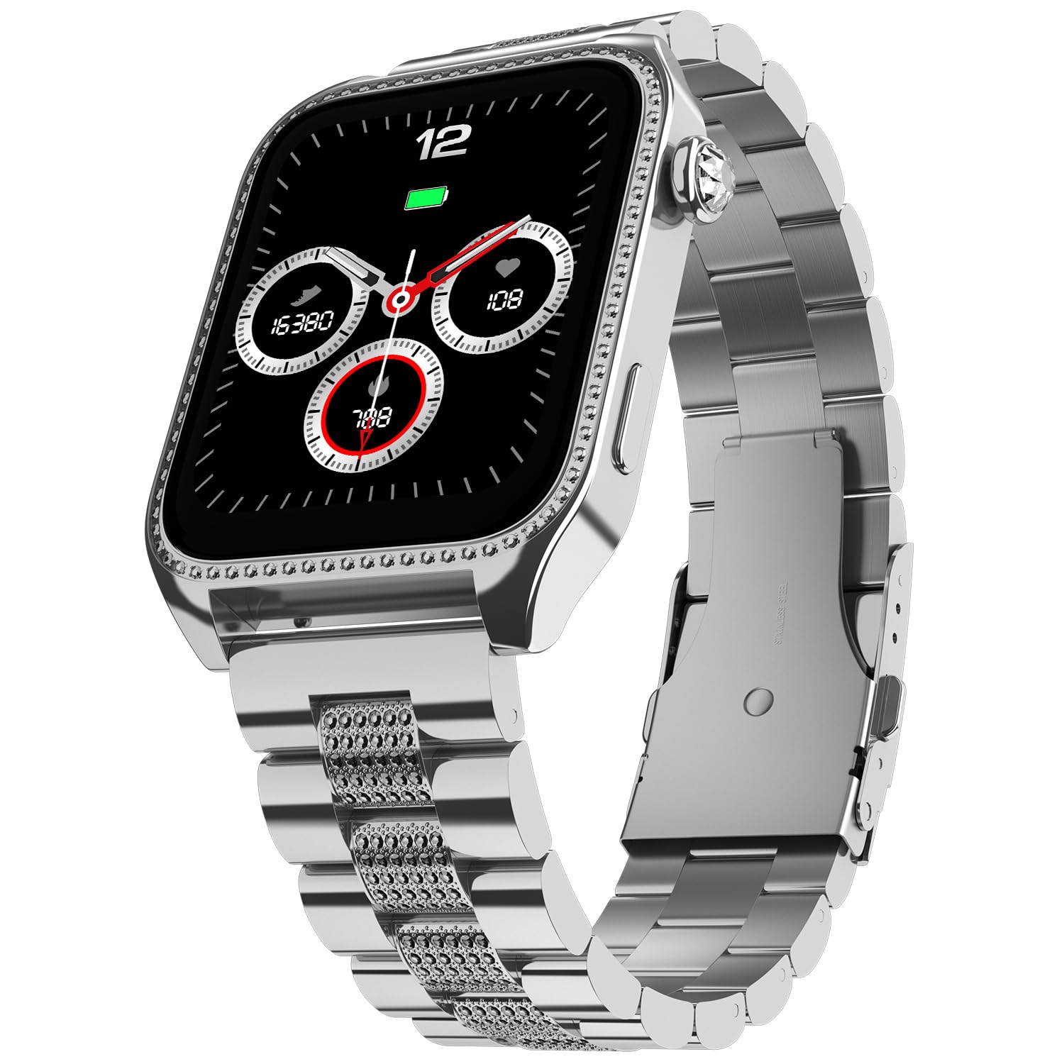 Fire-Boltt Xelor Luxury Stainless Steel Smart Watch. 1.78' AMOLED, Always-On Display, 368 * 448 px Resolution, Bluetooth Calling, 75 HZ Refresh Rate